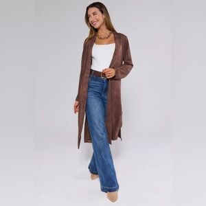 NWOT brown suede coat size large